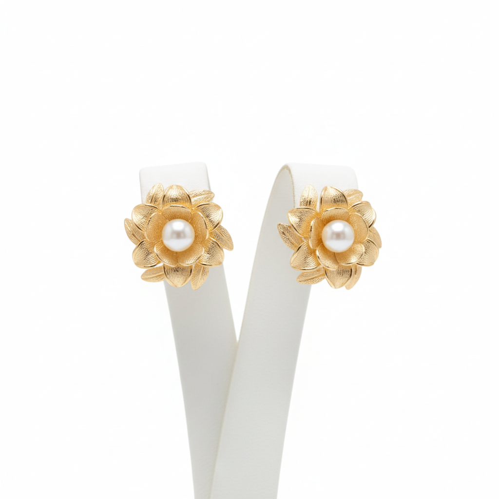 Gold-Plated Floral Stud Earrings